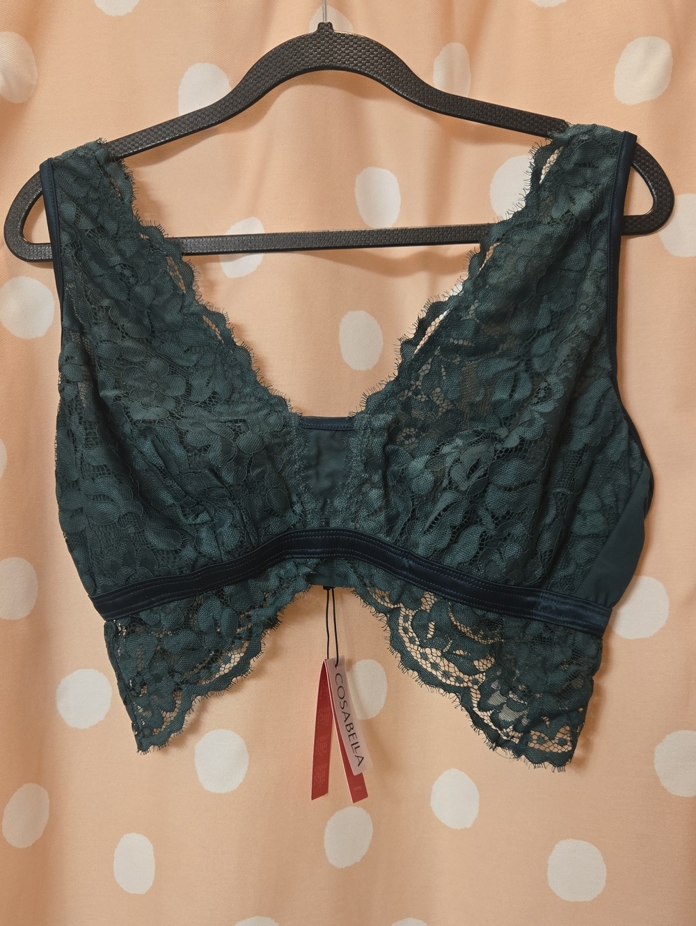 Cosabella Lace Bralette Curvy L, Congo Green NWT